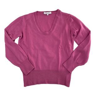 Linea Donna Italy Extra Fine Pink Merino Wool Sweater Top Women's S Scoop Neck